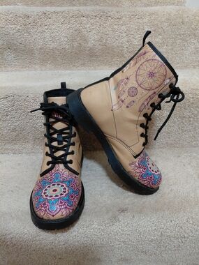 Native American Boots with Colorful Mandala & Dreamcatcher Design Unisex
